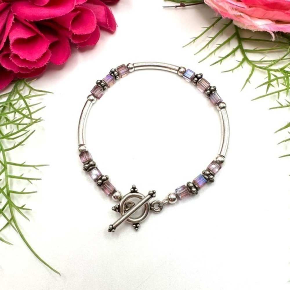 NEW⚜️Lavender Aurora Borealis Crystal Beaded Bracelet
